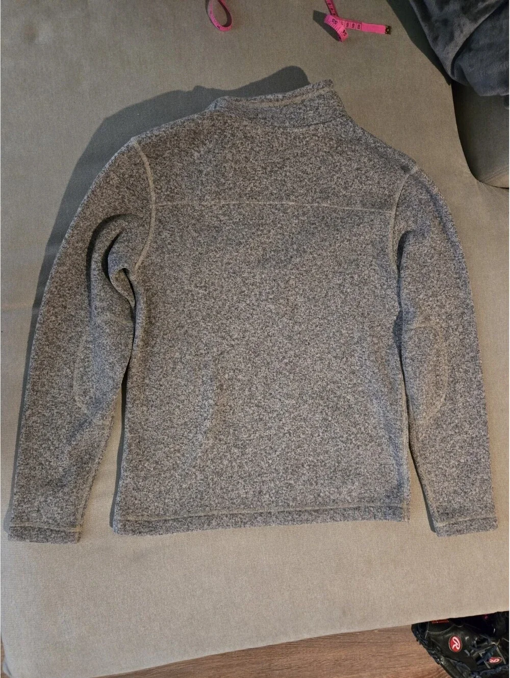 North Face Sweater Knit Quarter Zip Fleece Pullover Mens Medium Mushroom Taupe